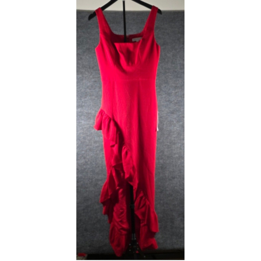 Dress the Population Red Ruffle High Low Gown Formal Dress Small